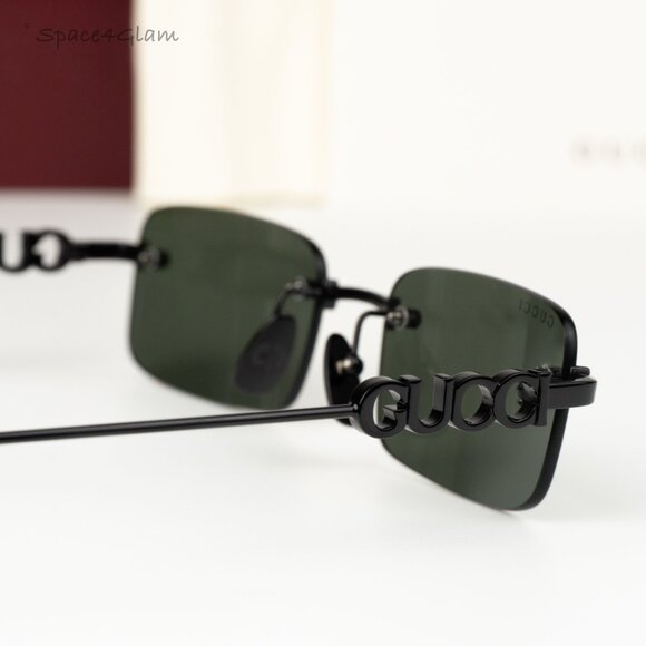 Gucci Women Sunglasses Black Grey Rectangle GG1808S 001 NEW AUTHENTIC main image 2